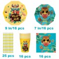 Kicpot Hawaii Theme Party Tableware Set Party Supplies Decorations Cutlery Set with Paper Plates Paper Cups Napkins Straws for Birthday Party Picnic Hawaii Party Sevres for 16 Guests