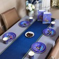 KYMY 64 pcs Eid Mubarak Table Decorations,Ramadan Muslim Paper Tableware Set,Islamic Party Supplies with Disposable Mubarak Plates,Napkins,Cups for Eid Mubarak,Haji Holiday Decorations Lt.Purple