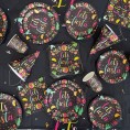 Let's Fiesta Cinco de Mayo Party Plates Black 7 Inches 80 Pack
