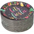 Let's Fiesta Cinco de Mayo Party Plates Black 7 Inches 80 Pack