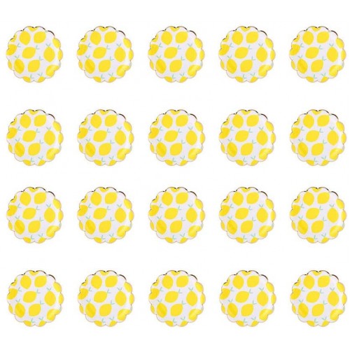 LUOZZY 20pcs 7 Inches Paper Plates Fruit Party Tableware Creative Paper Plate Party Supplies for Home Lemon Pattern