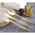 Nervure 140PCS Gold Glitter Plastic Plates Gold Plastic Silverware with Glitter Handle Include 20 Dinner Plates 20Dessert Plates 20Knives 20Forks 20Spoons 20Nakpins 20 Cups for Wedding & Party