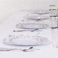 Nervure 150PCS Silver Plastic Plates Disposable Silver Lace Plates Sets for 25 Guests: 25 Dinner Plates 25 Dessert Plates 25 Forks 25 Knives 25 Spoons 25 Cups for Weddings & Party