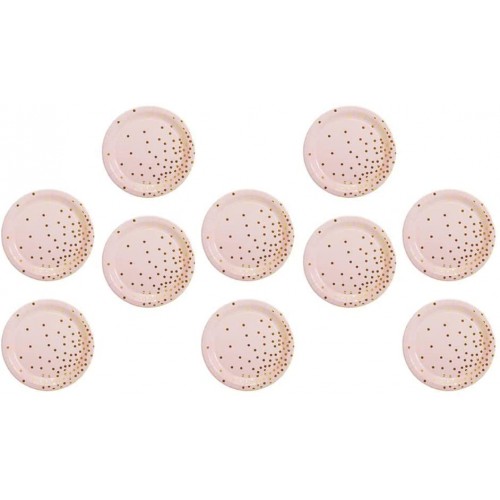 Newmind 10pcs Gold Spots Paper Party Set Plates Wedding Birthday Party Tableware