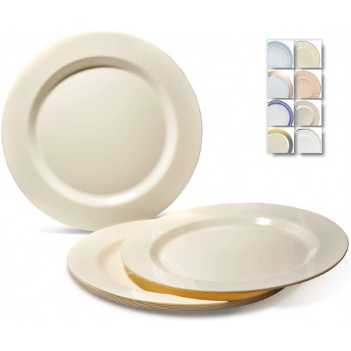 " OCCASIONS" 120 Plates Pack Heavyweight Disposable Wedding Party Plastic Plates 7.5'' Appetizer Dessert Plate Plain Ivory