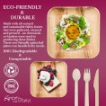 Palm Leaf Plates Dinnerware Set for 400 Guests 9" Eco-Friendly Disposable Buffet Square Plates 7" Dessert Plates Cutlery Set 100% Compostable Biodegradable for Wedding Birthday & All Occasions
