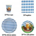 Pandecor 120 Pieces Oktoberfest Party Disposable Tableware Set -Serves 30- Include Dinner Plates,Dessert Plates,Cups,Napkins for Beer Festival Party 120 Pieces