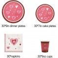 Pandecor Valentine's Day 120 Pcs Party Supplies -Serves 30- Disposable Tableware Set,Include 30 Dinner Plates,30 Dessert Plates,30 Cups and 30 Napkins for Mother's Day