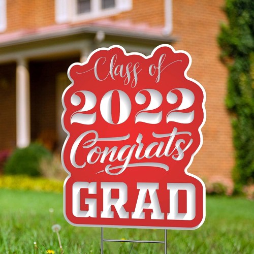 PixiPy Graduation Yard Sign 2022 17x13in Graduation Signs for Yard & Class of 2022 Graduation Decorations Outdoor Graduation Yard Decorations & Graduation Party Decorations 2022 Red and White