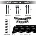 PYCALOW Graduation Party Supplies 2022 Tableware Graduation Decorations Dinnerware Set Includes Banner Plates Napkins Cups Tablecloth Cutlery Straws Congrats Grad Party Supplies | Serves 24
