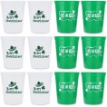 St. Patrick Day Disposable Party Cups 12 Pack Reusable Tumblers,16oz Plastic Stadium Cups ''HAPPY ST PATRICK'S DAY ''and ''LUCK AND BLESSED'' Designs Perfect for St. Patrick's Day Party Supplies