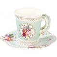 Talking Tables Truly Scrumptious Vintage Floral Paper Tea Cups with Handles and Saucers for a Tea Party or Birthday 24 Count