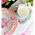 Talking Tables Truly Scrumptious Vintage Floral Paper Tea Cups with Handles and Saucers for a Tea Party or Birthday 24 Count