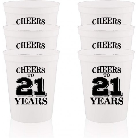 Veracco Partybecher mit Aufschrift "Cheers To 21 Years Twenty First Stadion" lustiges Geschenk für Ihn Herr
