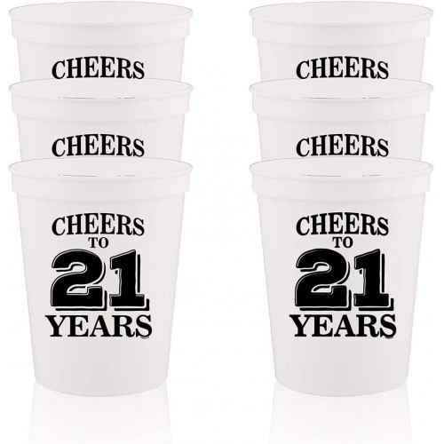 Veracco Partybecher mit Aufschrift "Cheers To 21 Years Twenty First Stadion" lustiges Geschenk für Ihn Herr