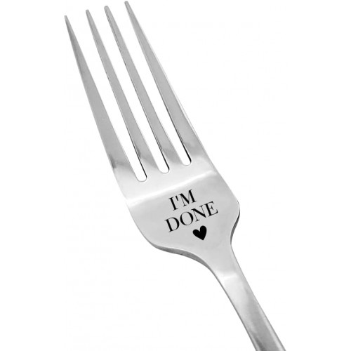WHING Funny I'm Done Engraved Stainless Steel Tableware Fork Best Gifts for Co-Worker Classmate Daughter Retirement Graduation Birthday Party Thanksgiving Christmas Gifts