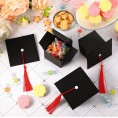 100 Pieces Graduation Cap Gift Candy Sugar Box for Filling Candy Sugar Chocolate Souvenir on Graduation Party Red