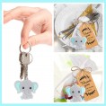 108 pack 36 Sets Baby Shower Favors for Baby Elephant Keychains 36 Pieces Organza Bags 36 Pieces Thank Kraft Tags with 15 Meters Jute Rope gender reveal party favors baby shower gifts for guest Blue