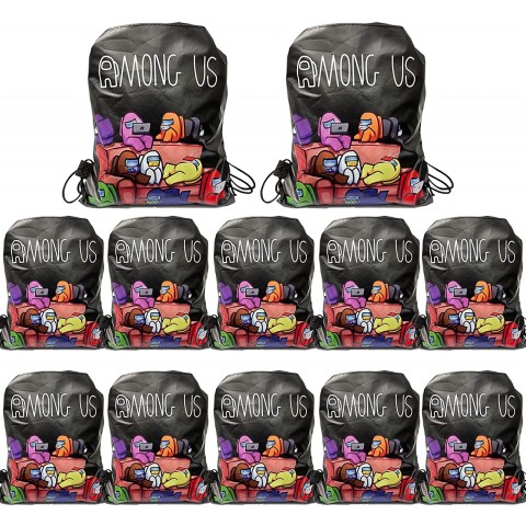 12 Pack Among Game us Drawstring Party Bag Party Favors Bags Drawstring Backpacks Gifts Bags Birthday Party Supplies Favor Bag for kids Children Boys Baby Shower