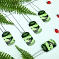 15 Pieces Camouflage Dog Tags for Kids Dog Tags Military Necklaces Green Camouflage Pattern Metal Tag with Chain for Dog Soldier Military Theme Birthday Party