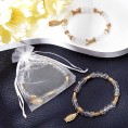 15 Pieces gold Rosary Bracelet Bulk Baptism Favor  recuerdos de bautizo  Crystal First Communion Favors Beaded  catholic Christening Favor  with Organza Bags for Baby Shower Communion Party