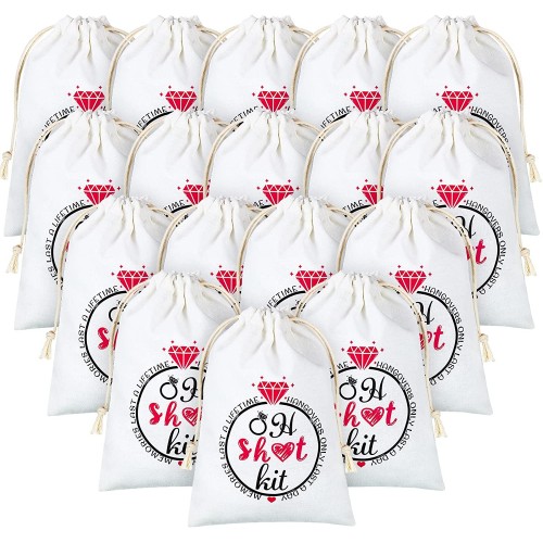20 Pieces Large Size Hangover Kit Bag 5 x 7 Inches Party Muslin Drawstring Survival Kit Pouch Party Favor Bags Hang Over Bag Kits for Bridal Showers Bachelorette Parties and Weddings