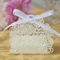 25 Pack Roses Flowers Laser Cut Favor Candy Box Bomboniere with Ribbons Bridal Shower Wedding Party Favors White
