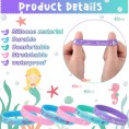 28 Pieces Mermaid Silicone Bracelets Under The Sea Rubber Wristband Mermaid Wristband I Love Mermaid Birthday Party Favors Supplies for Girls Boys Adults Goodies Bag Filler School Reward