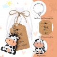 36 Pieces Cow Keychains and 36 Pieces Thank You Kraft Tags with 10 Meters Rope 36 Pieces White Organza Bags for Cow Baby Shower Return Favors Wedding Guests Party Supplies