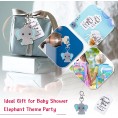 40 Sets Baby Shower Return Favor Including Elephant Keychain Organza Bag and Thank You Paper Card for Elephant Theme Party Favor Baby kids Shower Favors Boys Birthday Party Supplies Blue
