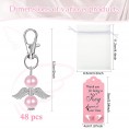 48 Sets Angel Favor Keychains Angel Pearl Beads Pendant Key Chains Plus Angel Wing for Baby Shower Party Favor Pink