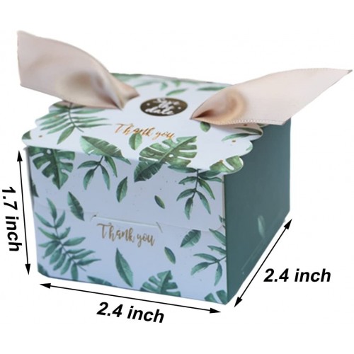 AmaJOY 50pcs Wedding Favor Box with Palm Leaf Pattern Elegant Candy Box for Party Favor Baby Shower