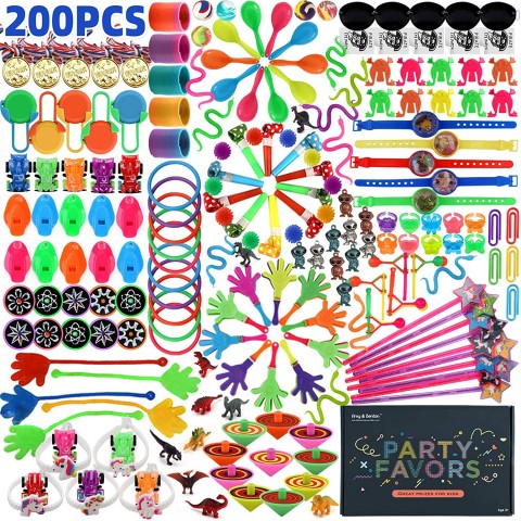 Amy&Benton 200PCS Carnival Prizes for Kids Birthday Party Favors Prizes Box Toy Assortment for Classroom Goodie Bag Fillers