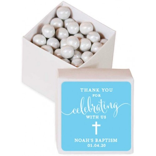 Andaz Press Personalized Mini Square Party Favor Box DIY Kit Baptism Thank You for Celebrating with Us Blue 20-Pack for Religious Christening Party Favors Decorations Custom Name