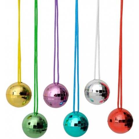 ArtCreativity Assorted Colors Disco Ball Necklaces Pack of 12 Disco Theme 70s Party Decorations Disco Photo Booth Props Dance Party Favors and Supplies for Kids and Adults