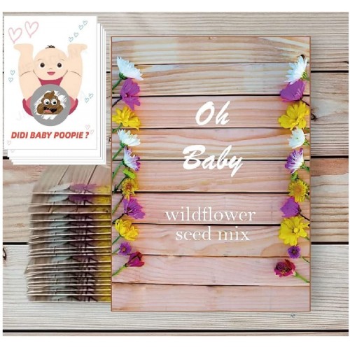 Baby Shower Favors-Oh Baby Wildflower Seeds Mix Packets for Woodland Succulent  Rustic Jungle and Oh Baby Baby Shower Decorations Theme-Unique Party Favors for Guests-Non GMO-20 Individual Packets