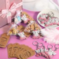 Baby Shower Thank You Elephant Keychain Baby Shower Favor for Girl It's a Girl Party Favors Return Favors Pink with Organza Bags and Thank You Tags for Girls Kids Party Supplies
