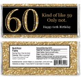 Big Dot of Happiness Adult 60th Birthday Gold Candy Bar Wrappers Birthday Party Favors Set of 24