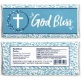 Blue Elegant Cross Candy Bar Wrapper Boy Religious Party Favors Set of 24