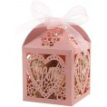 COTOPHER Laser Cut Boxes 60pcs Thank You Gift Boxes Wedding Party Favor Boxes Lace Candy Boxes for Wedding Bridal Shower Baby Shower Birthday Party Decorations with Ribbons Pink 60