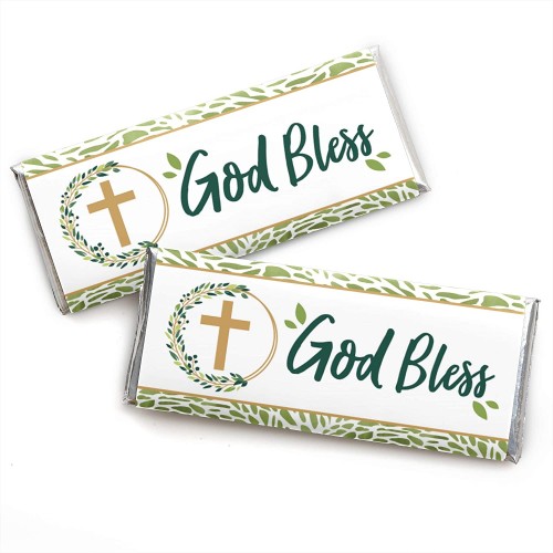 Elegant Cross Candy Bar Wrapper Religious Party Favors Set of 24
