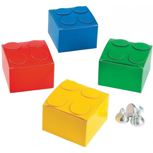 Fun Express Color Brick Party Favor Boxes Lot of 12 Treat Boxes Building Block