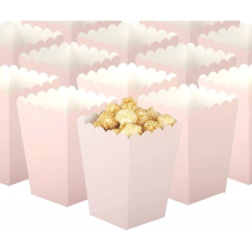 GAKA Baby Pink Open-Top Popcorn Box Set of 36 Popcorn Favor Boxes Cardboard Candy Container Parties Mini Paper Popcorn Containers