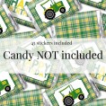 Green and Yellow Tractor Themed Birthday Party Mini Chocolate Candy Bar Sticker Wrappers for Kids 45 1.4" x 2.6" Wrap Around Labels by AmandaCreation Great for Party Favors