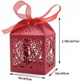 KPOSIYA 70 Pack Love Heart Laser Cut Wedding Party Favor Box Candy Bag Chocolate Gift Boxes Bridal Birthday Shower Bomboniere with Ribbons Red 70
