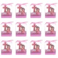 Mega Favors Keepsake Figurine 12 pcs Baby Girl Pink Angel Kneeling Praying Next to Cross | Awesome Decorations or Party Favors | for Baptism First Communion Religious and Special Celebrations
