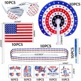 MOVINPE 125 Pcs Patriotic Party Favors 4th of July Accessories Folding Hand Fans Shutter Shades Glasses Beaded Necklaces Hand Held USA Flags Musical Blow Outs Temporary Tattoos Parades Giveaways