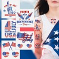 MOVINPE 125 Pcs Patriotic Party Favors 4th of July Accessories Folding Hand Fans Shutter Shades Glasses Beaded Necklaces Hand Held USA Flags Musical Blow Outs Temporary Tattoos Parades Giveaways