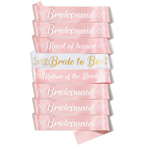 Party to Be Set of 8 PCS Rose Gold Bridal Shower Sash Bride to Be Maid of Honor Team Bride Bridesmaid Bride Tribe Sash Set Hen Night Bachelorette Party Wedding Decorations