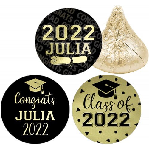 Personalized Graduation Party Favor Stickers 180 Labels Gold Foil